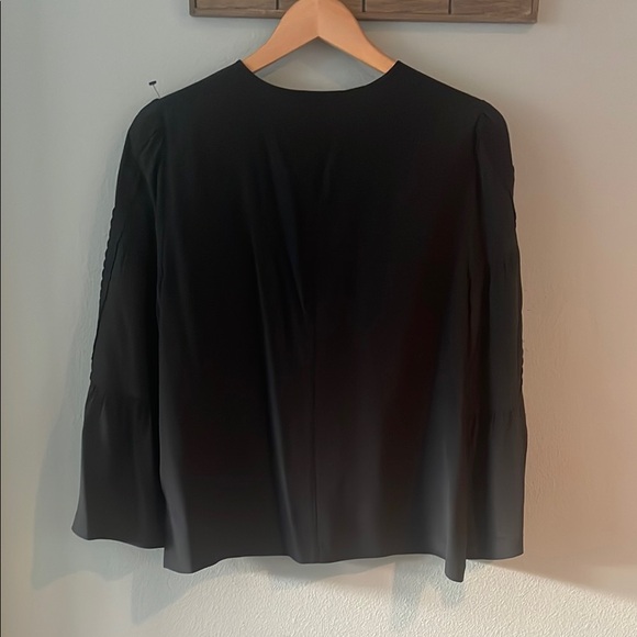 J Crew Silk Bell Sleeve Elegant Black Women's Top size 10 - Picture 5 of 6